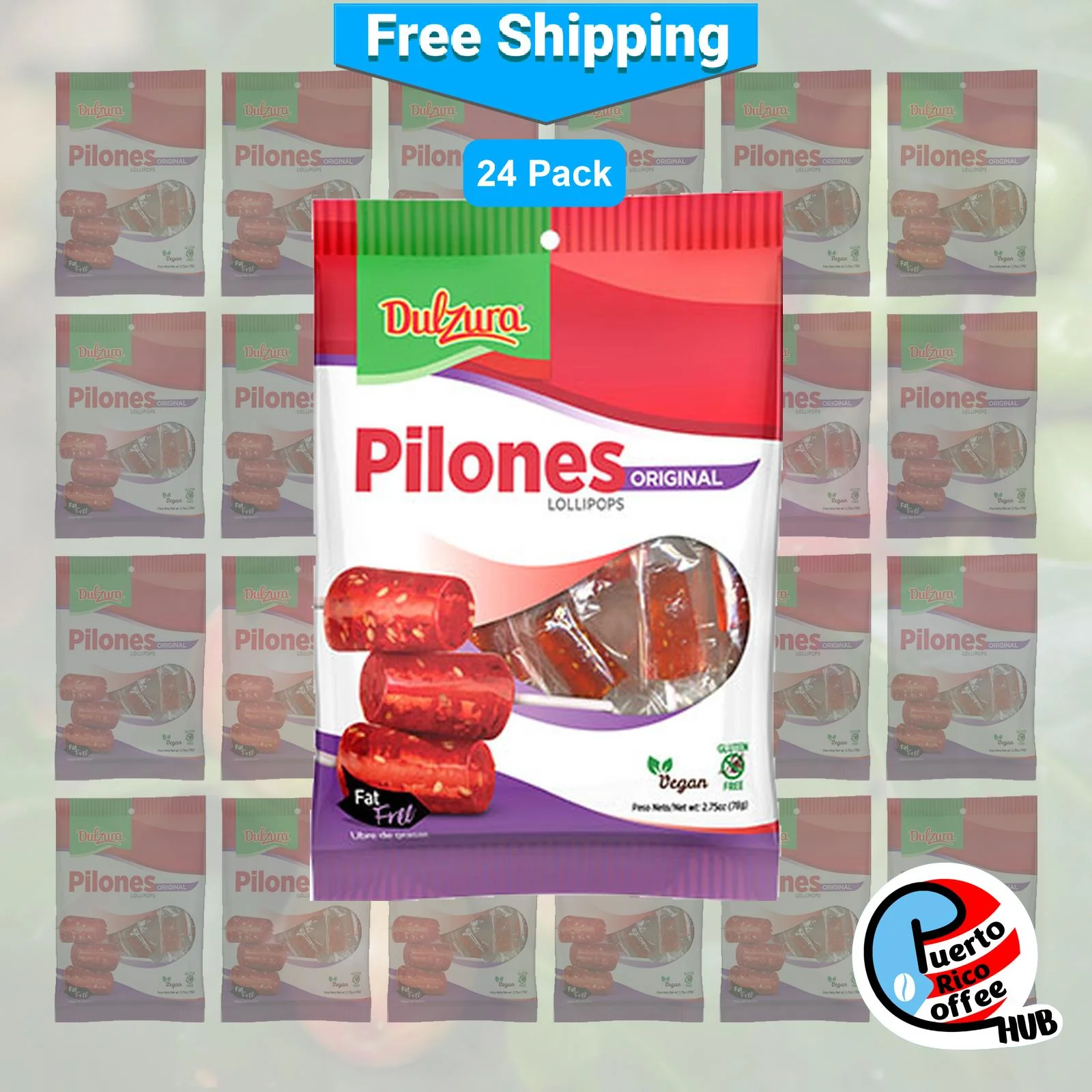Dulzura Borincana Pilones Lollipops 24-Pack
