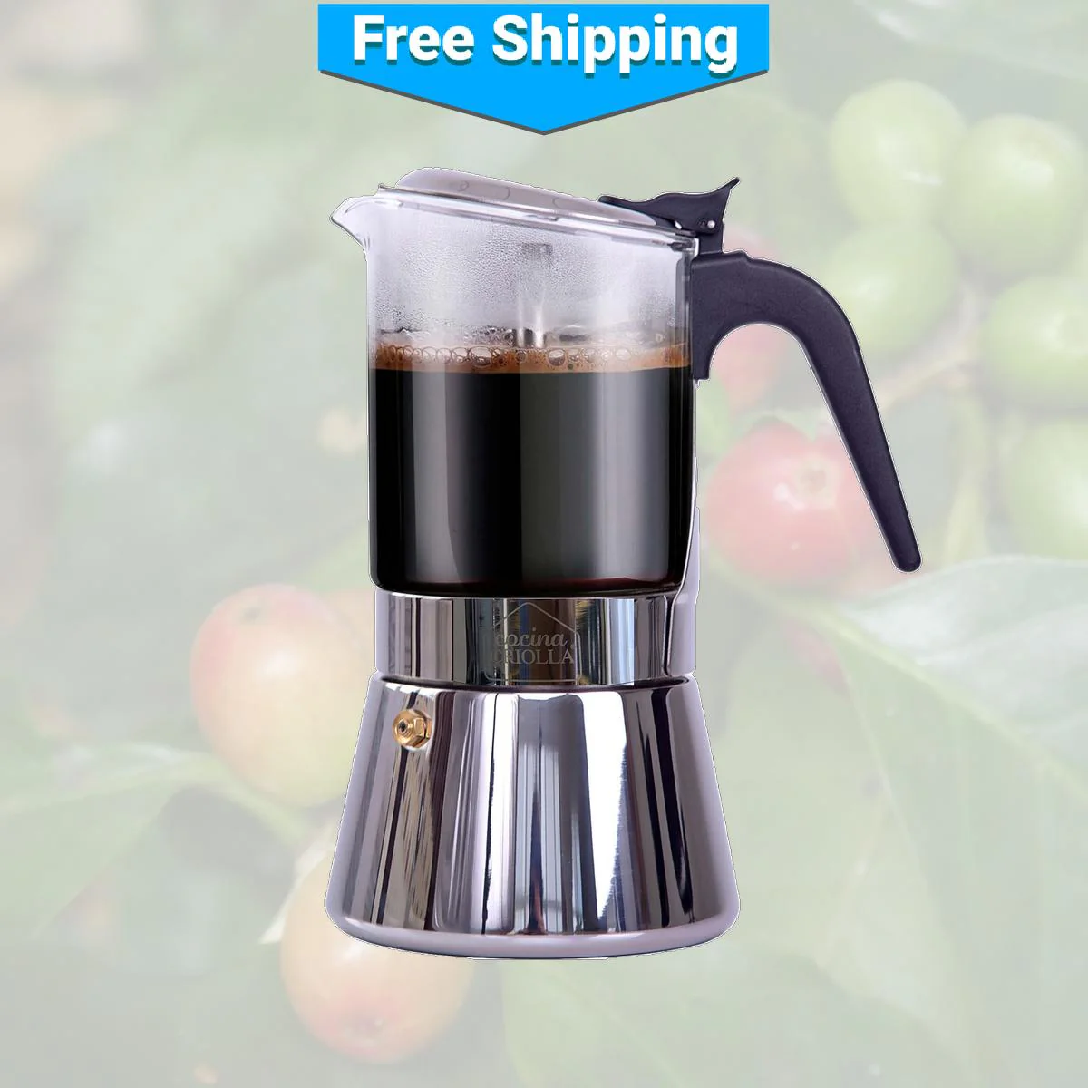 Puerto Rican Coffee Sampler With Stainless Steel and Glass Moka Pot - Image 2